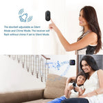 N65-1T1 Wireless Door Bell Colorful Light Flashing Adjustable Volume Home Doorbell, 1 Transmitter+1 Receiver