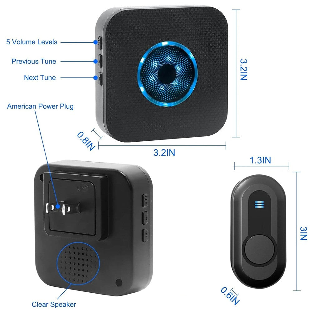 N65-1T1 Wireless Door Bell Colorful Light Flashing Adjustable Volume Home Doorbell, 1 Transmitter+1 Receiver