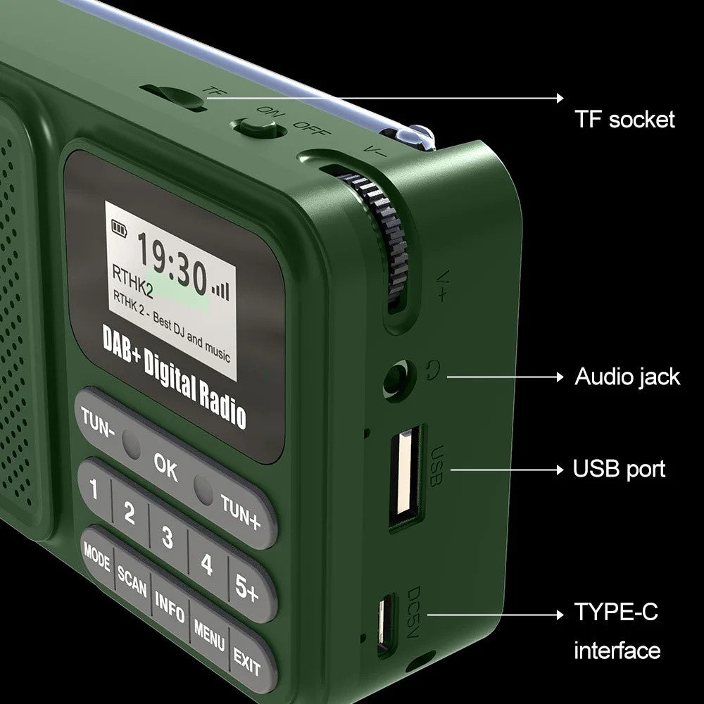 P11 Portable Outdoor Solar Power Rechargeable DAB / FM Radio Support Bluetooth-compatible Connection