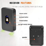 N20K-2T2 Home Doorbell 55 Ringtones Waterproof Wireless Door Bell with LED Light, 2 Transmitter+2 Receiver