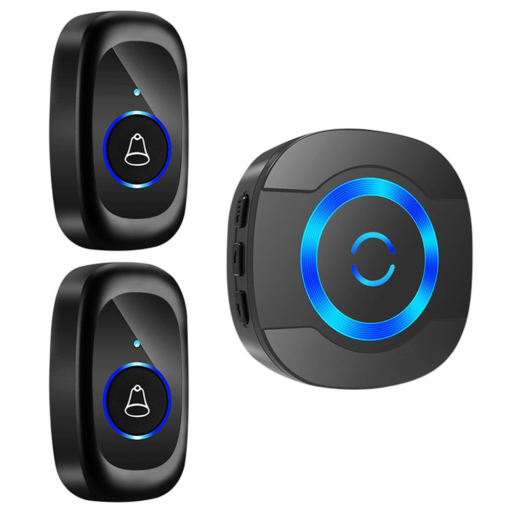 N92A-2T1 Rainproof Doorbell Adjustable Volume Flashing Light Wireless Home Door Bell, 2 Transmitter+1 Receiver