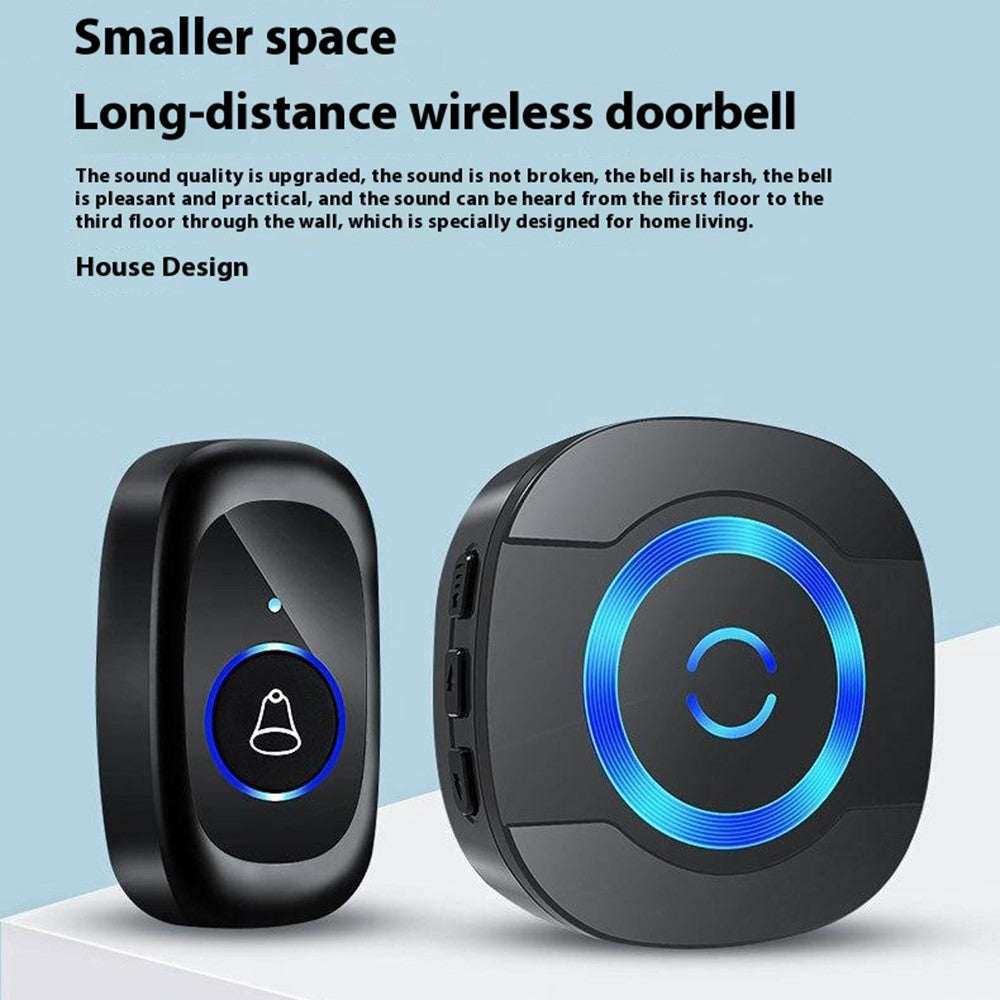N92A-2T1 Rainproof Doorbell Adjustable Volume Flashing Light Wireless Home Door Bell, 2 Transmitter+1 Receiver