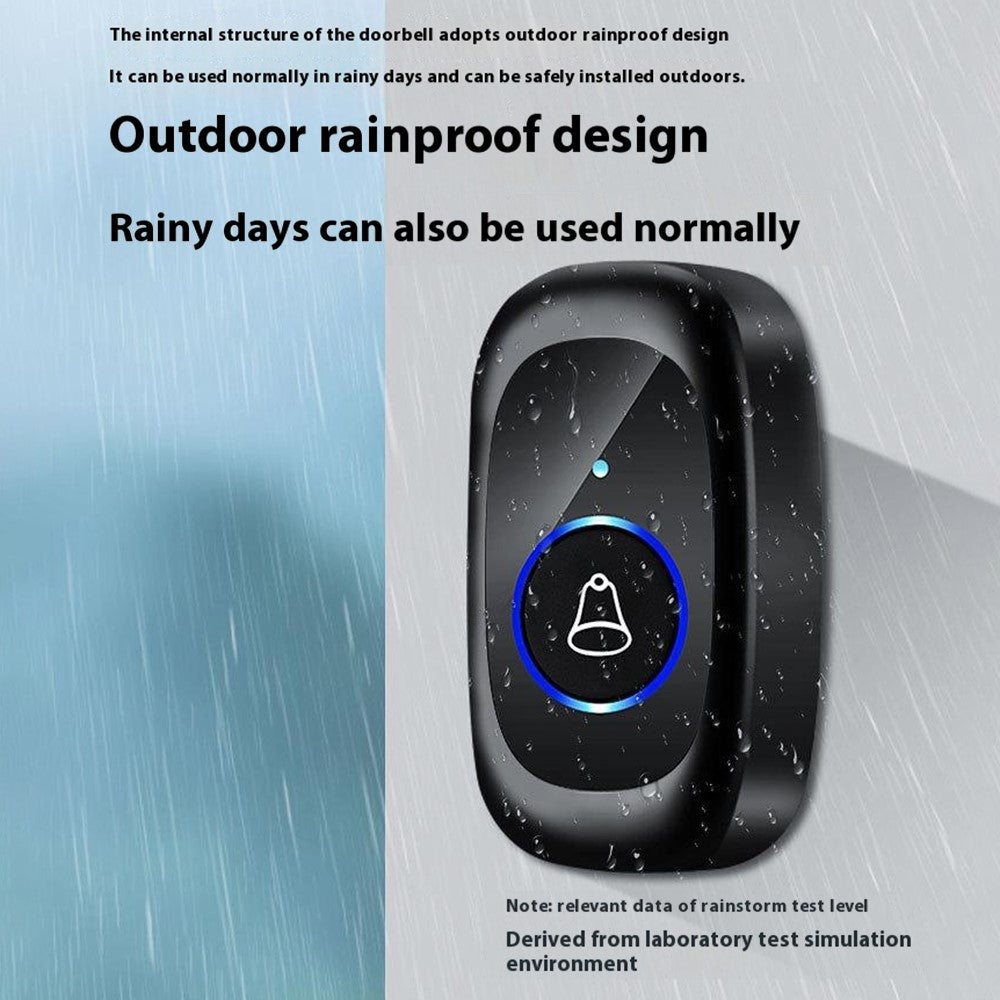 N92A-2T1 Rainproof Doorbell Adjustable Volume Flashing Light Wireless Home Door Bell, 2 Transmitter+1 Receiver
