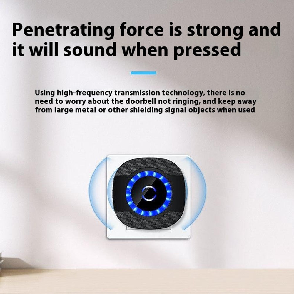 N92A-2T1 Rainproof Doorbell Adjustable Volume Flashing Light Wireless Home Door Bell, 2 Transmitter+1 Receiver