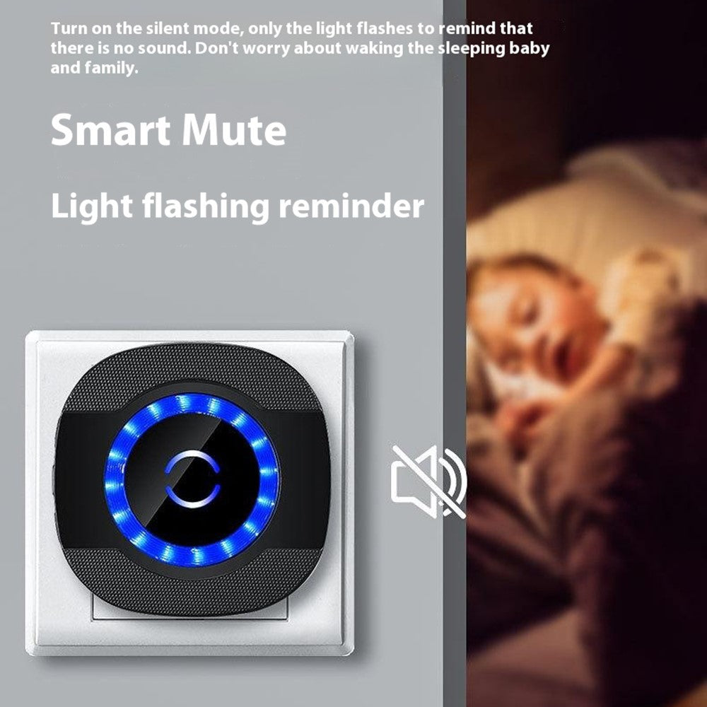 N92A-2T1 Rainproof Doorbell Adjustable Volume Flashing Light Wireless Home Door Bell, 2 Transmitter+1 Receiver