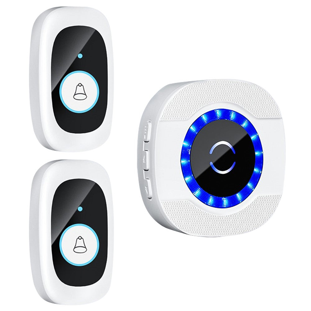 N92A-2T1 Rainproof Doorbell Adjustable Volume Flashing Light Wireless Home Door Bell, 2 Transmitter+1 Receiver