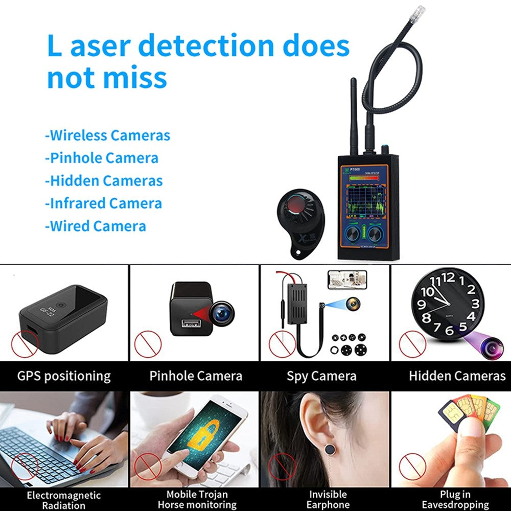 P7000 High Sensitivity Wireless RF Signal Hidden Camera Detector Scan Magnetic GPS Locator