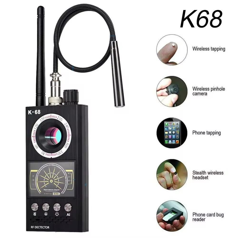K68 Wireless Signal Detector RF Bug Finder Anti-Spy Camera Detector GPS Tracker Locator, Upgraded Version