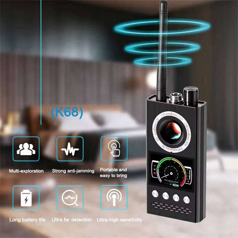 K68 Wireless Signal Detector RF Bug Finder Anti-Spy Camera Detector GPS Tracker Locator, Upgraded Version