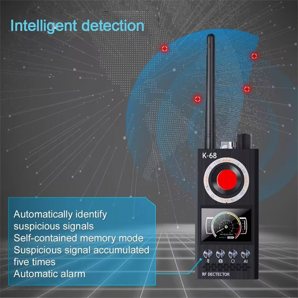 K68 Wireless Signal Detector RF Bug Finder Anti-Spy Camera Detector GPS Tracker Locator, Upgraded Version