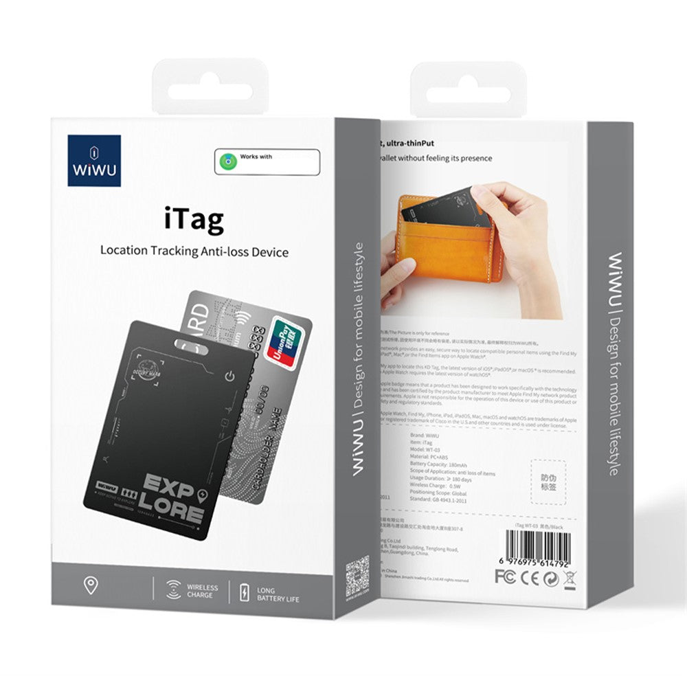 WIWU WT-03 iTag Card Shaped Key Bag Luggage Finder Anti-Loss Device Tracker for iOS
