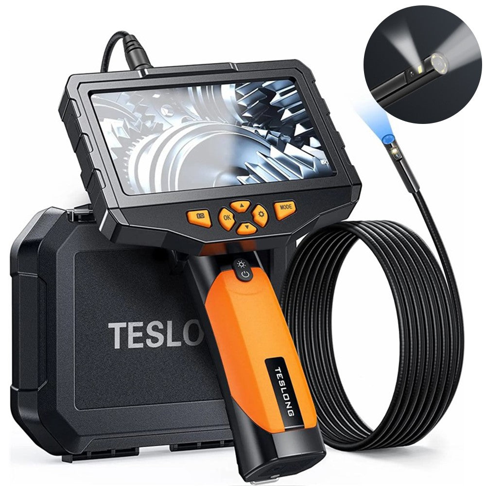 TESLONG NTS300 1m Wire 5.0-inch Screen HD Endoscope 8mm Dual Lens Pipe Inspection Borescope