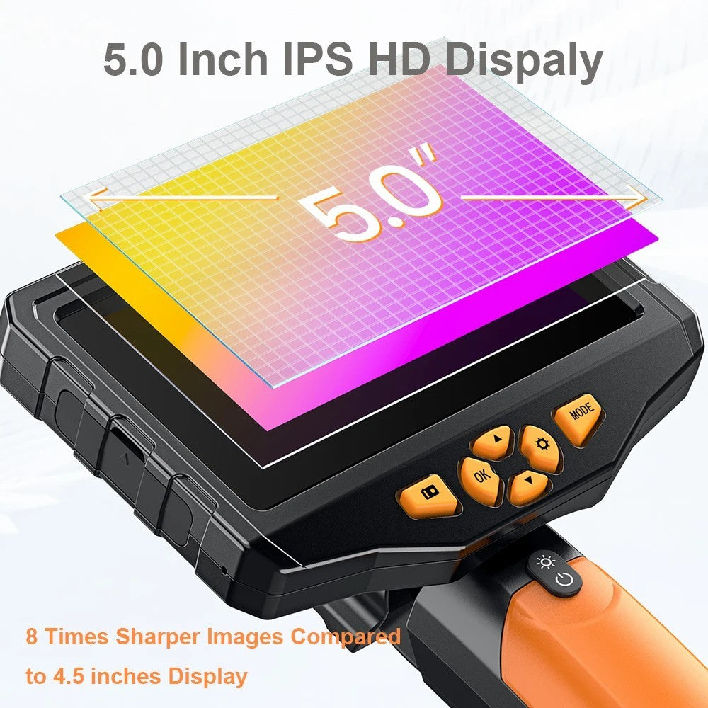 TESLONG NTS300 1m Wire 7.6mm Lens Waterproof Endoscope 5.0-inch Screen Pipe Inspection Borescope