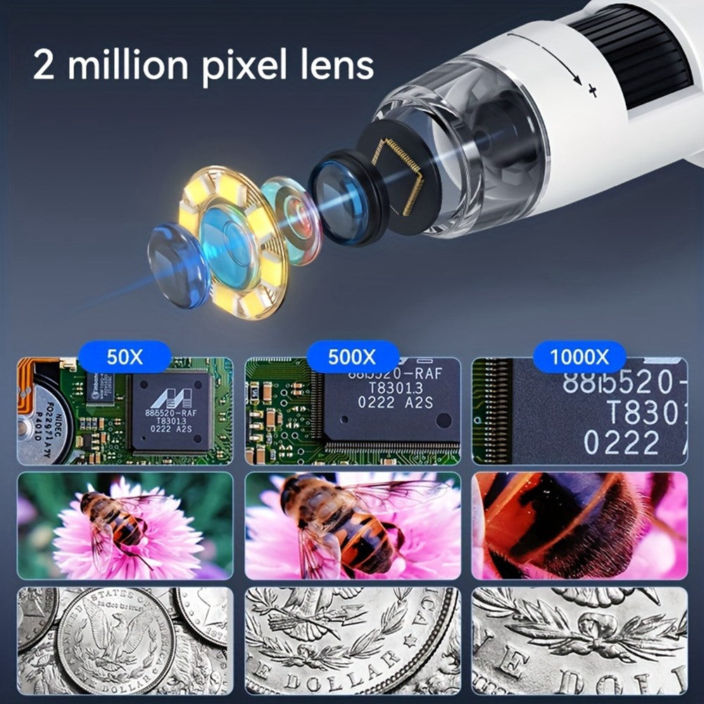 306 2MP Digital Microscope Camera 4.3 inch Screen 1000X Magnification Kids Microscope Video Recorder