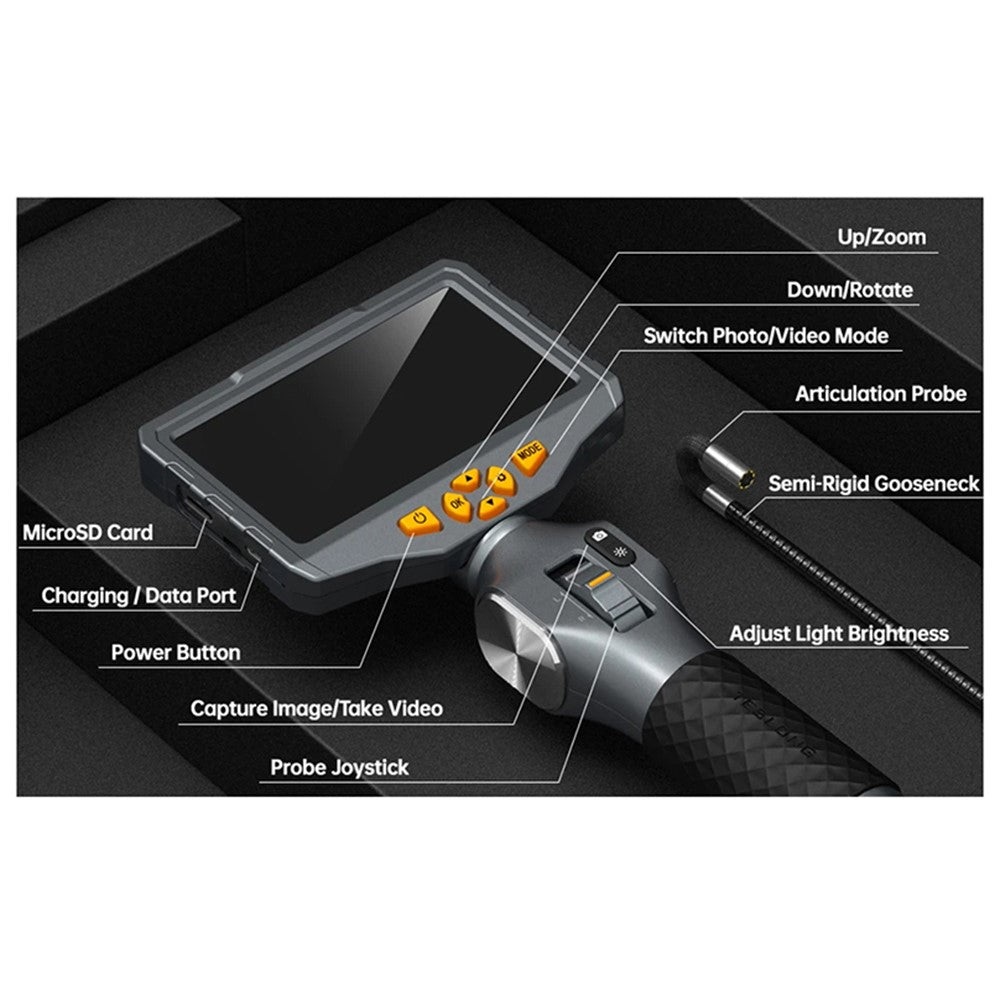 TESLONG TD500 8.5mm Rotatable Lens 1.55m Wire 5.0-inch Screen Endoscope Pipe Inspection Camera with 32G TF Card