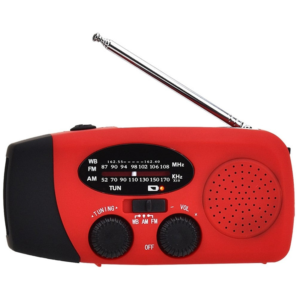HRD-902 Udendørs Soldrevet Håndsving FM / AM / WB Radio LED Lommelygte 2600mAh Powerbank