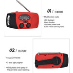 HRD-902 Udendørs Soldrevet Håndsving FM / AM / WB Radio LED Lommelygte 2600mAh Powerbank