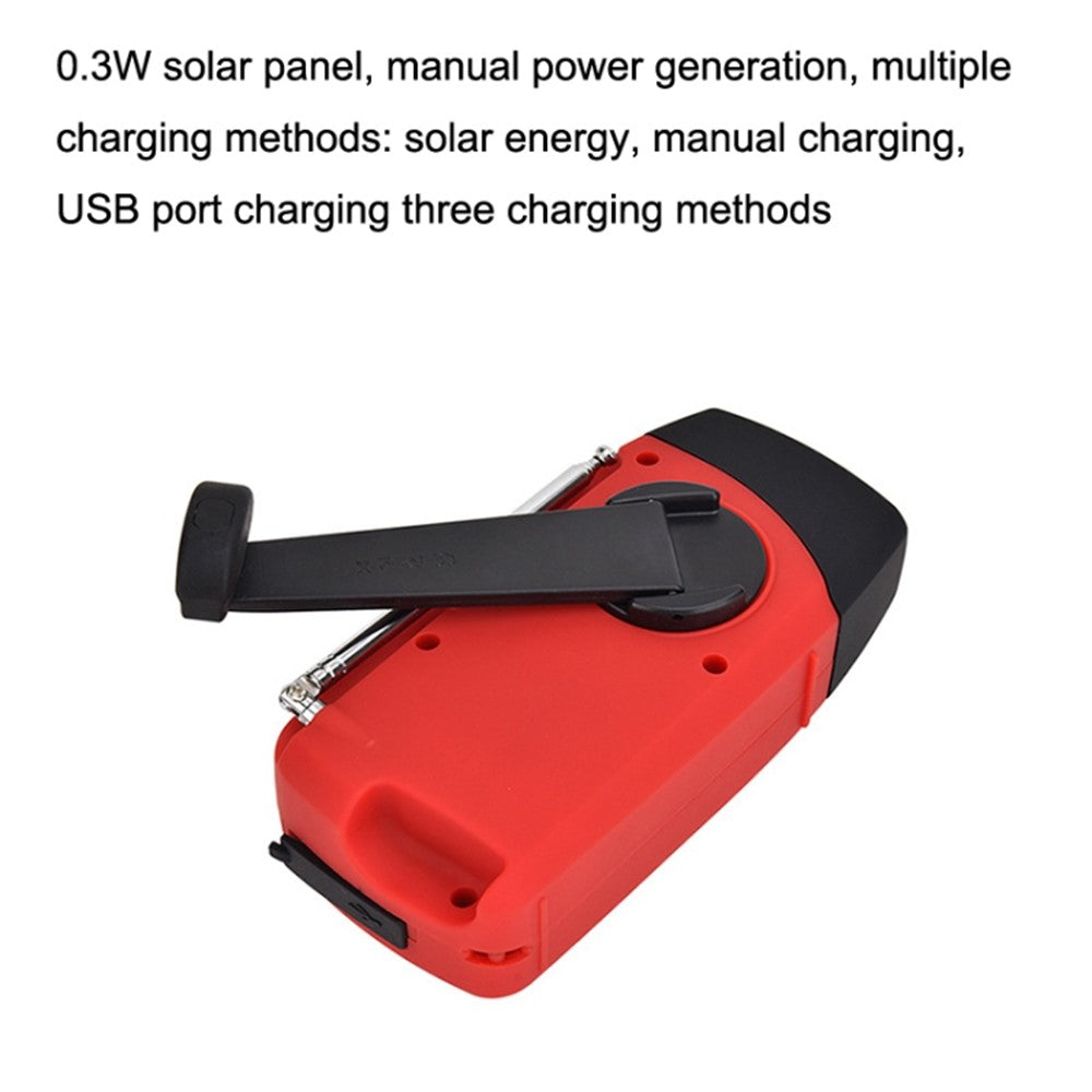 HRD-902 Udendørs Soldrevet Håndsving FM / AM / WB Radio LED Lommelygte 2600mAh Powerbank