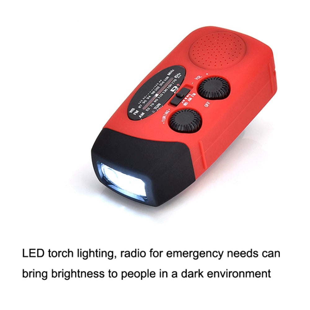 HRD-902 Udendørs Soldrevet Håndsving FM / AM / WB Radio LED Lommelygte 2600mAh Powerbank