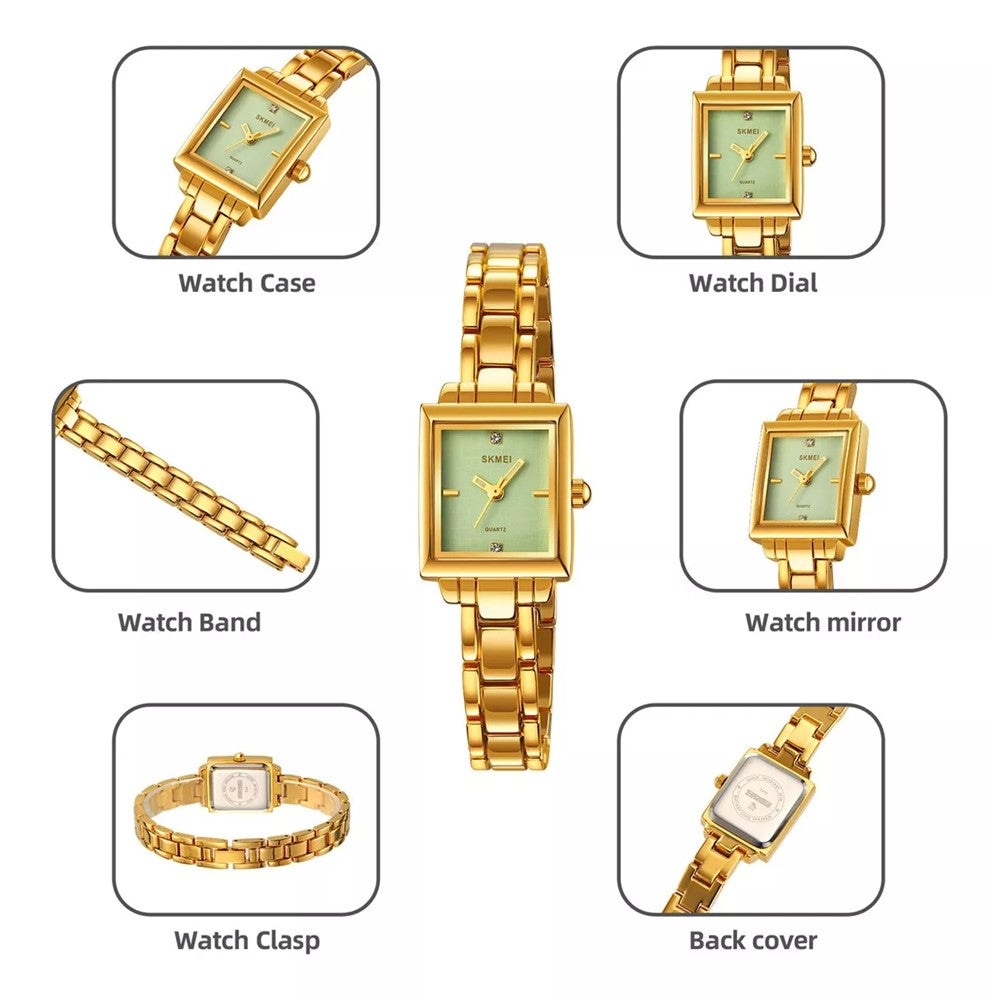 SKMEI 2315 Stylish Women Square Quartz Watch Alloy Strap Pointer Wrist Watch