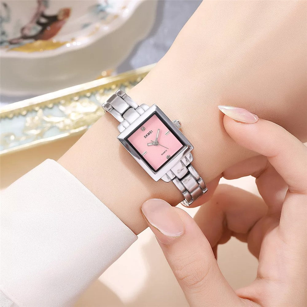 SKMEI 2315 Stylish Women Square Quartz Watch Alloy Strap Pointer Wrist Watch