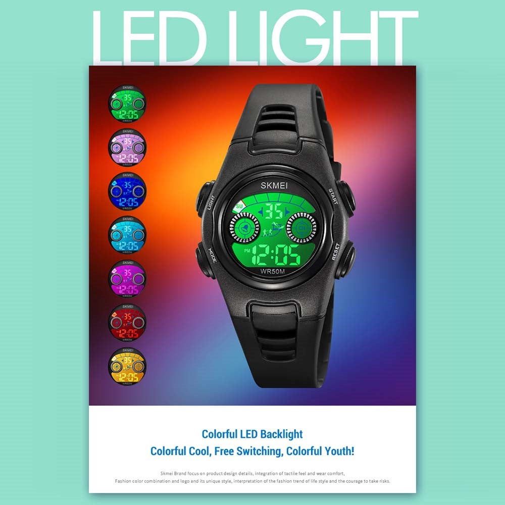 SKMEI 2309 Student Kids LED Backlight Digital Watch Date Alarm Clock Sports Electronic Watch