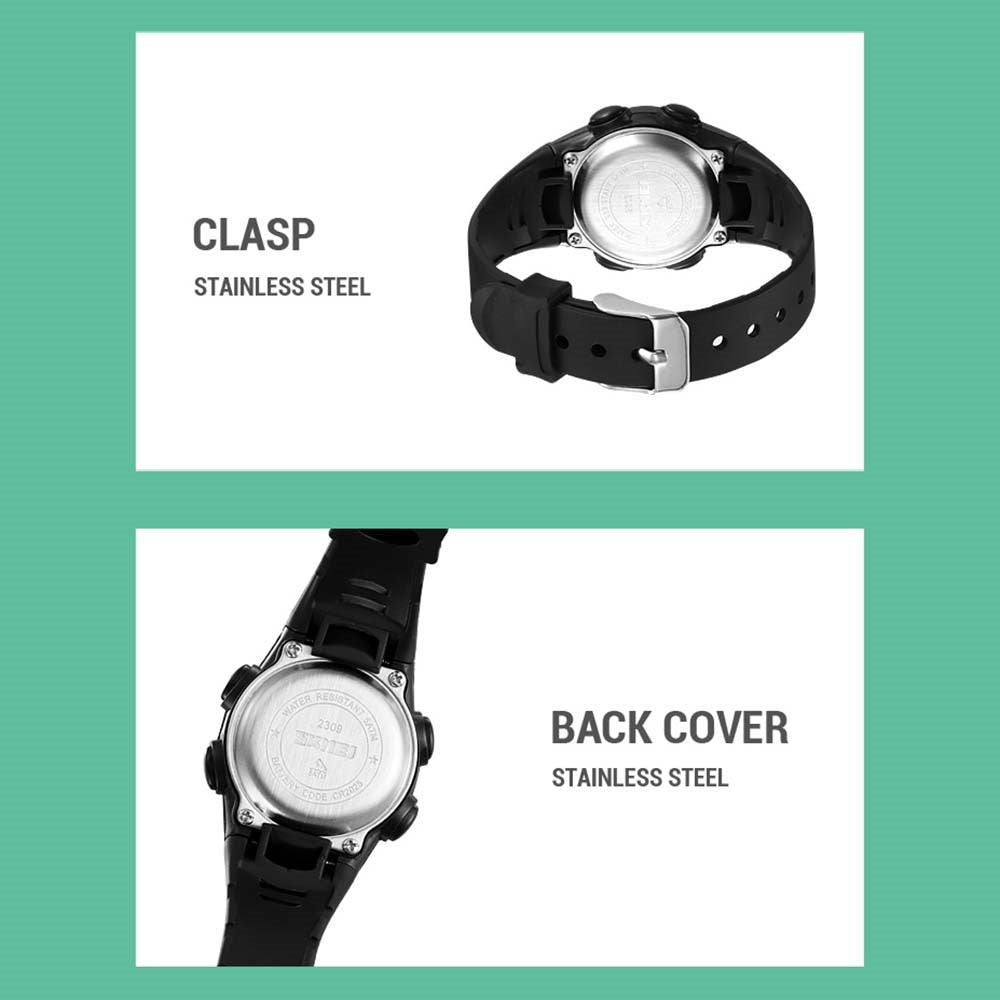 SKMEI 2309 Student Kids LED Backlight Digital Watch Date Alarm Clock Sports Electronic Watch