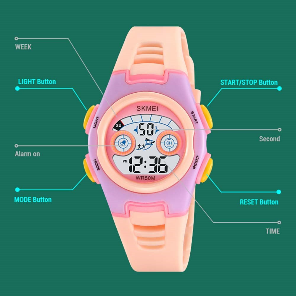 SKMEI 2309 Student Kids LED Backlight Digital Watch Date Alarm Clock Sports Electronic Watch