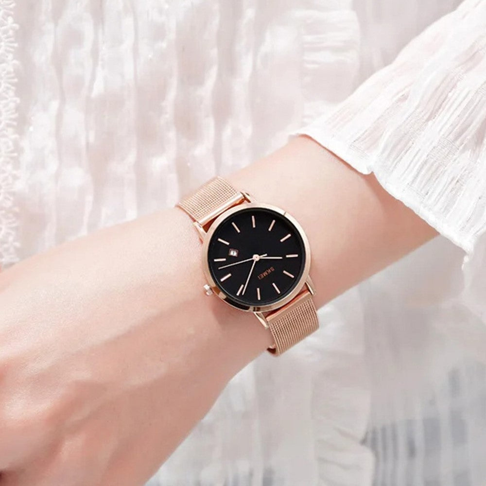 SKMEI 1530 8mm Slim Stylish Men Women Quartz Watch Stainless Steel Strap Wrist Watch