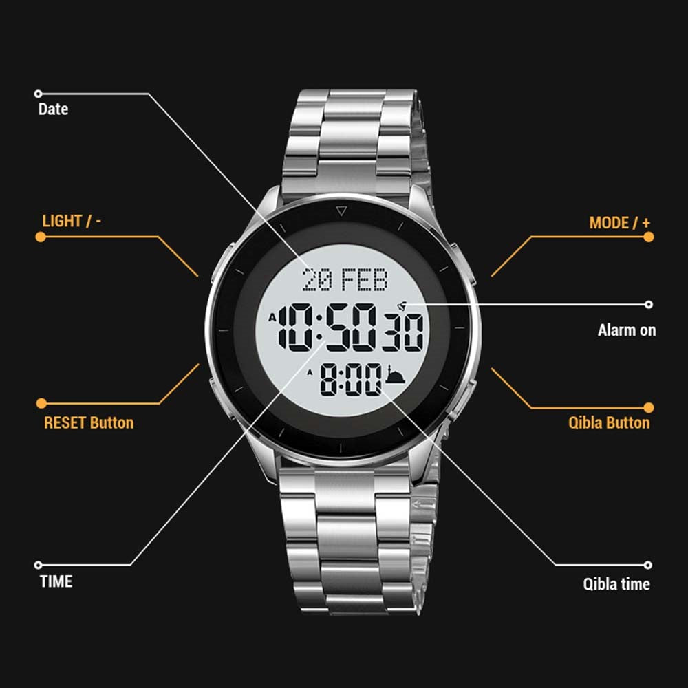 SKMEI 2300 Qibla Direction Indicator Digital Watch Luminous Bookmark Function Electronic Watch