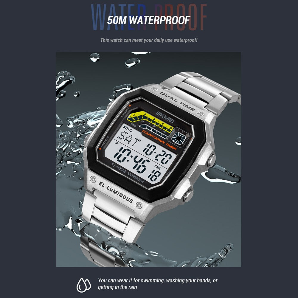 SKMEI 2307 Square Digital Watch Luminous Outdoor Sports Electronic Watch