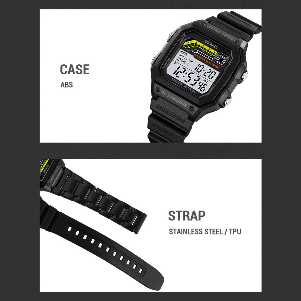 SKMEI 2307 Square Digital Watch Luminous Outdoor Sports Electronic Watch