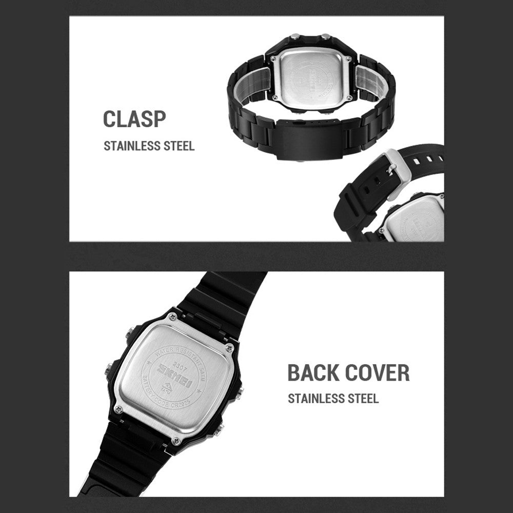 SKMEI 2307 Square Digital Watch Luminous Outdoor Sports Electronic Watch