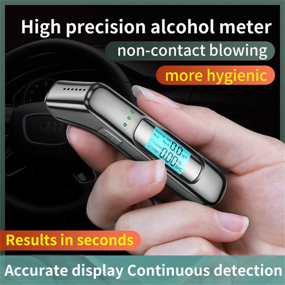 C07 Portable LCD Digital Display Alcohol Tester Non-Contact Blowing Drunk Driving Detector, English Version