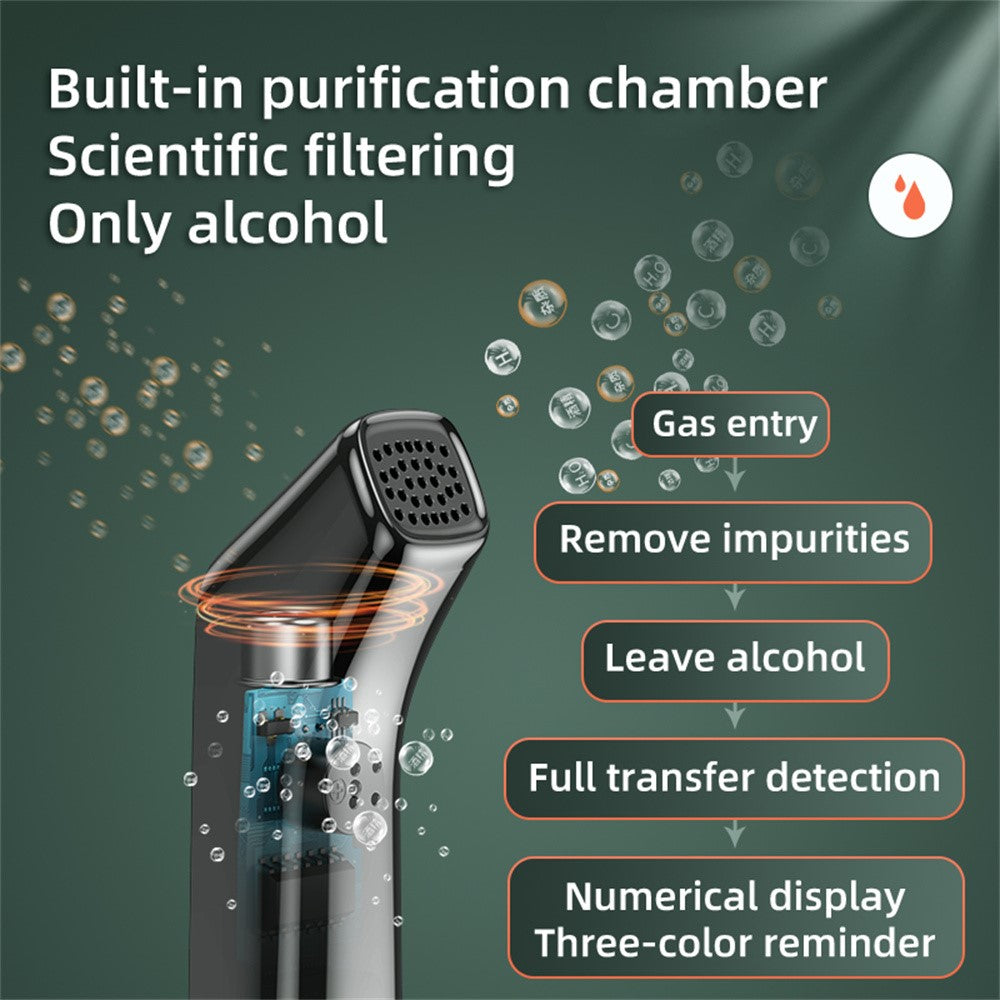 C07 Portable LCD Digital Display Alcohol Tester Non-Contact Blowing Drunk Driving Detector, English Version