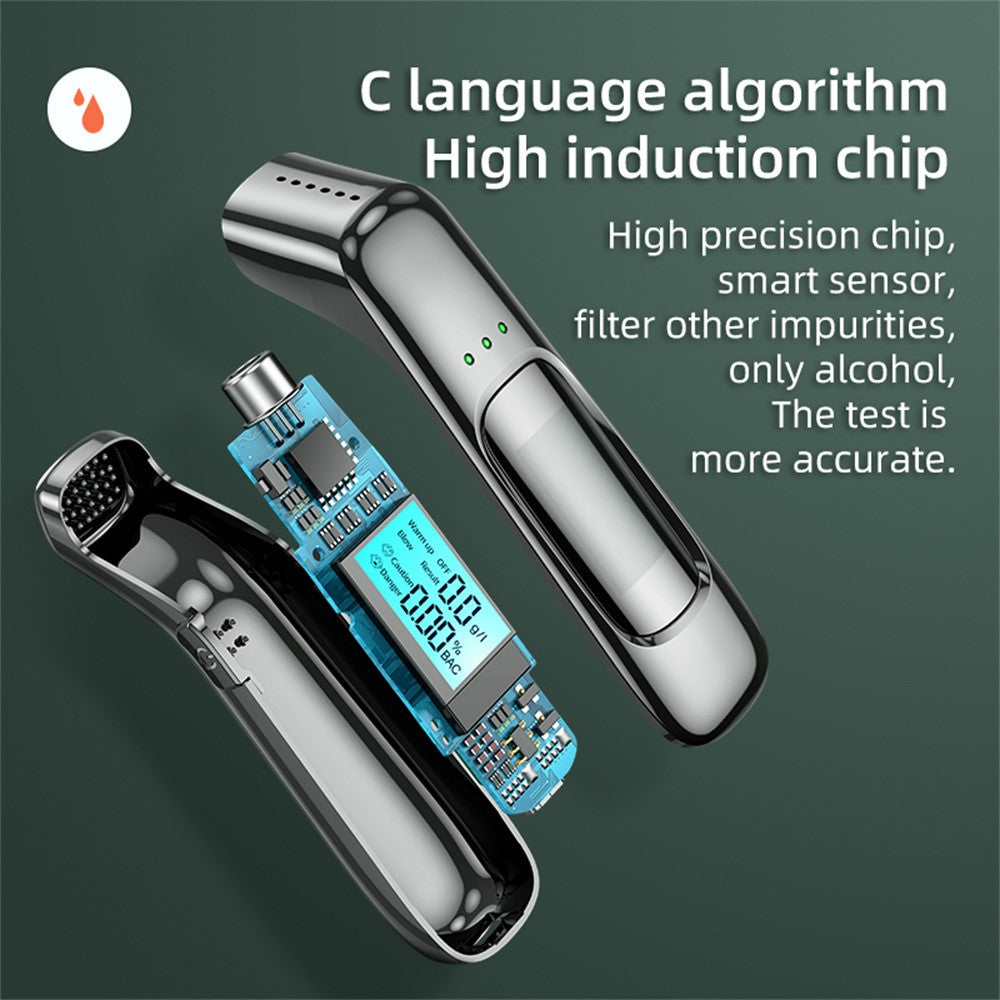 C07 Portable LCD Digital Display Alcohol Tester Non-Contact Blowing Drunk Driving Detector, English Version
