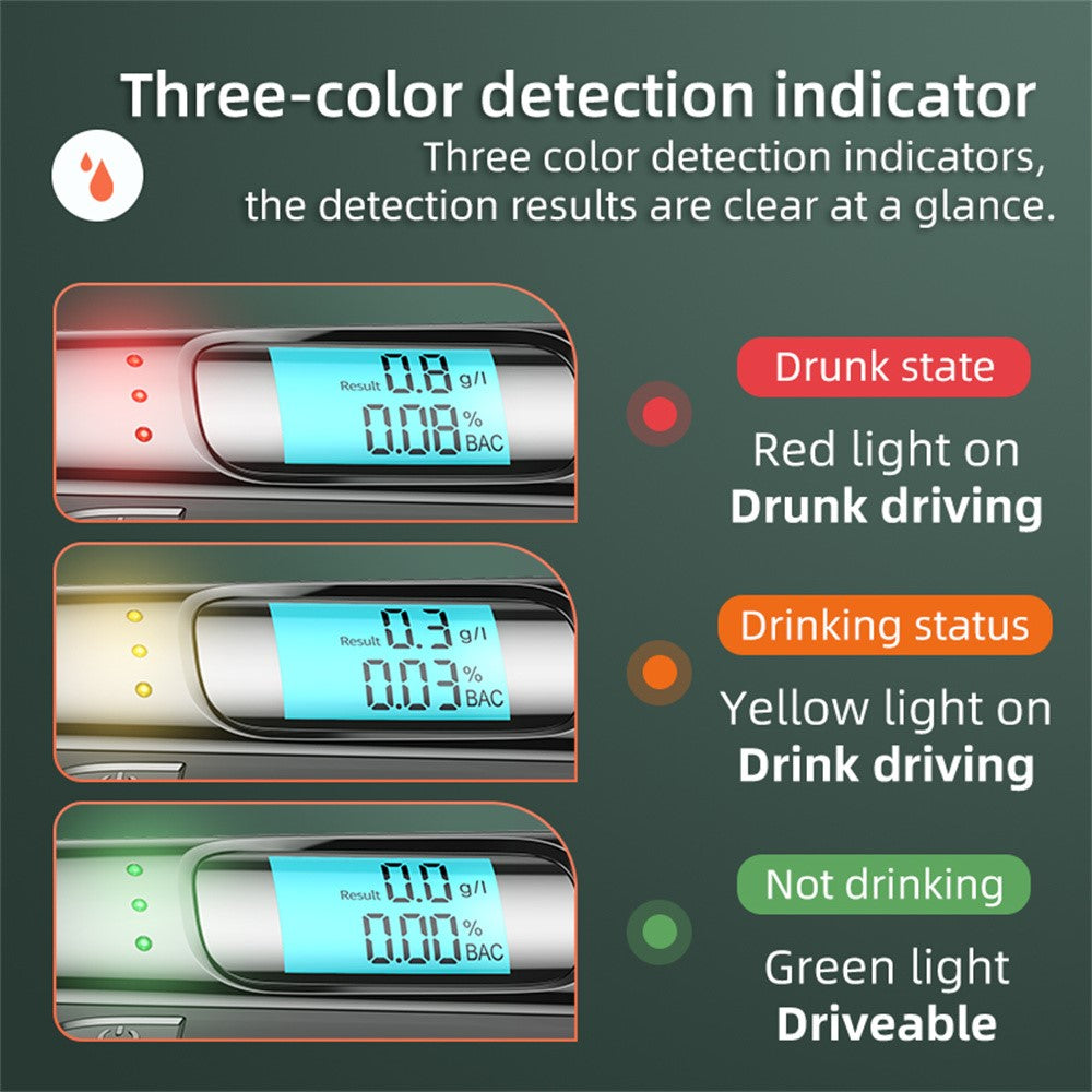 C07 Portable LCD Digital Display Alcohol Tester Non-Contact Blowing Drunk Driving Detector, English Version