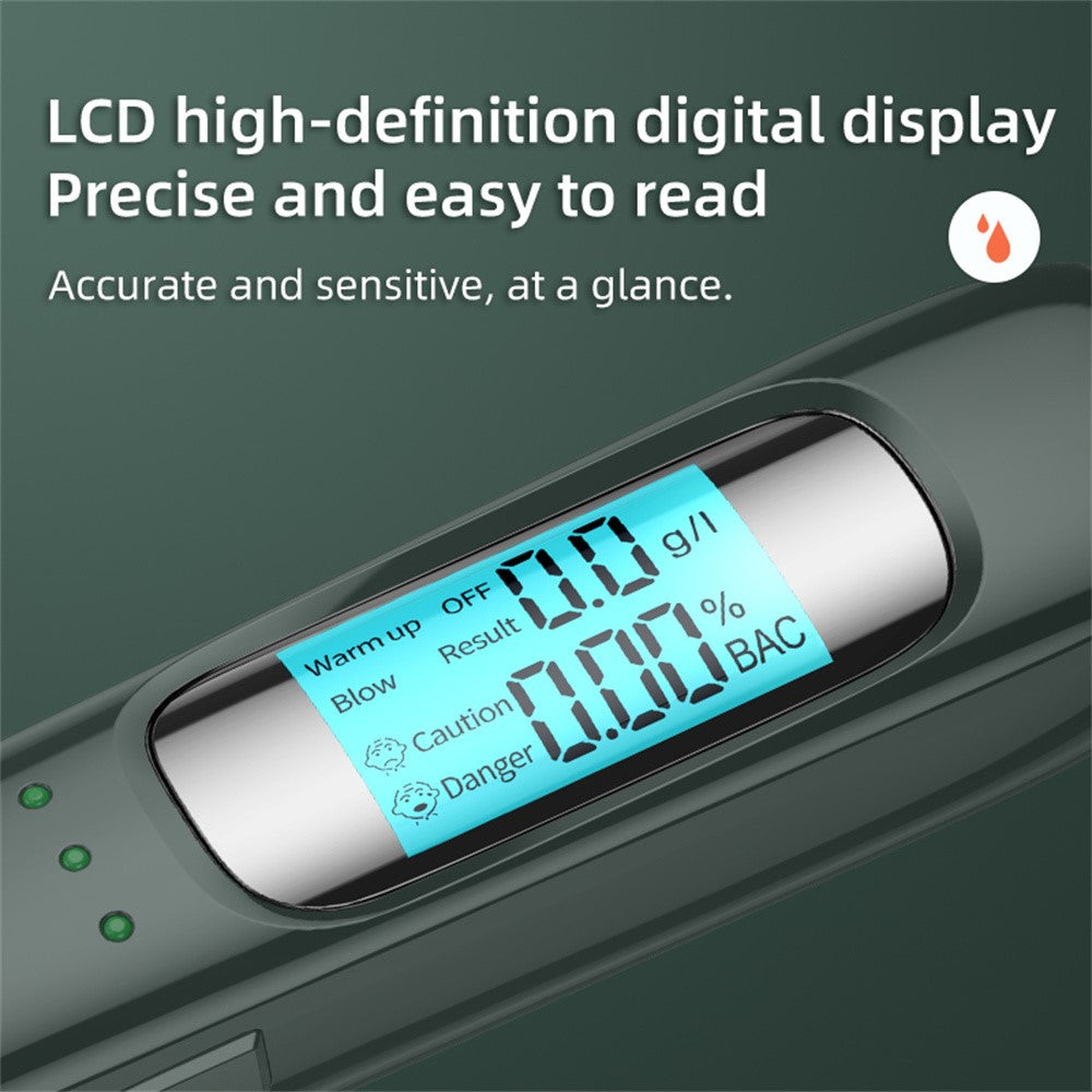 C07 Portable LCD Digital Display Alcohol Tester Non-Contact Blowing Drunk Driving Detector, English Version