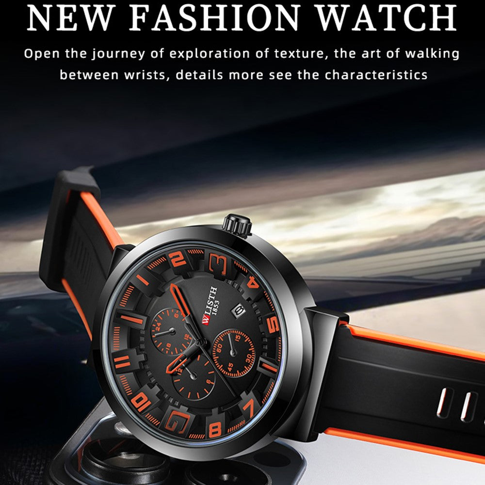 WLISTH 6176 Men Calendar Quartz Watch Small Dial Decor Fashion Wrist Watch