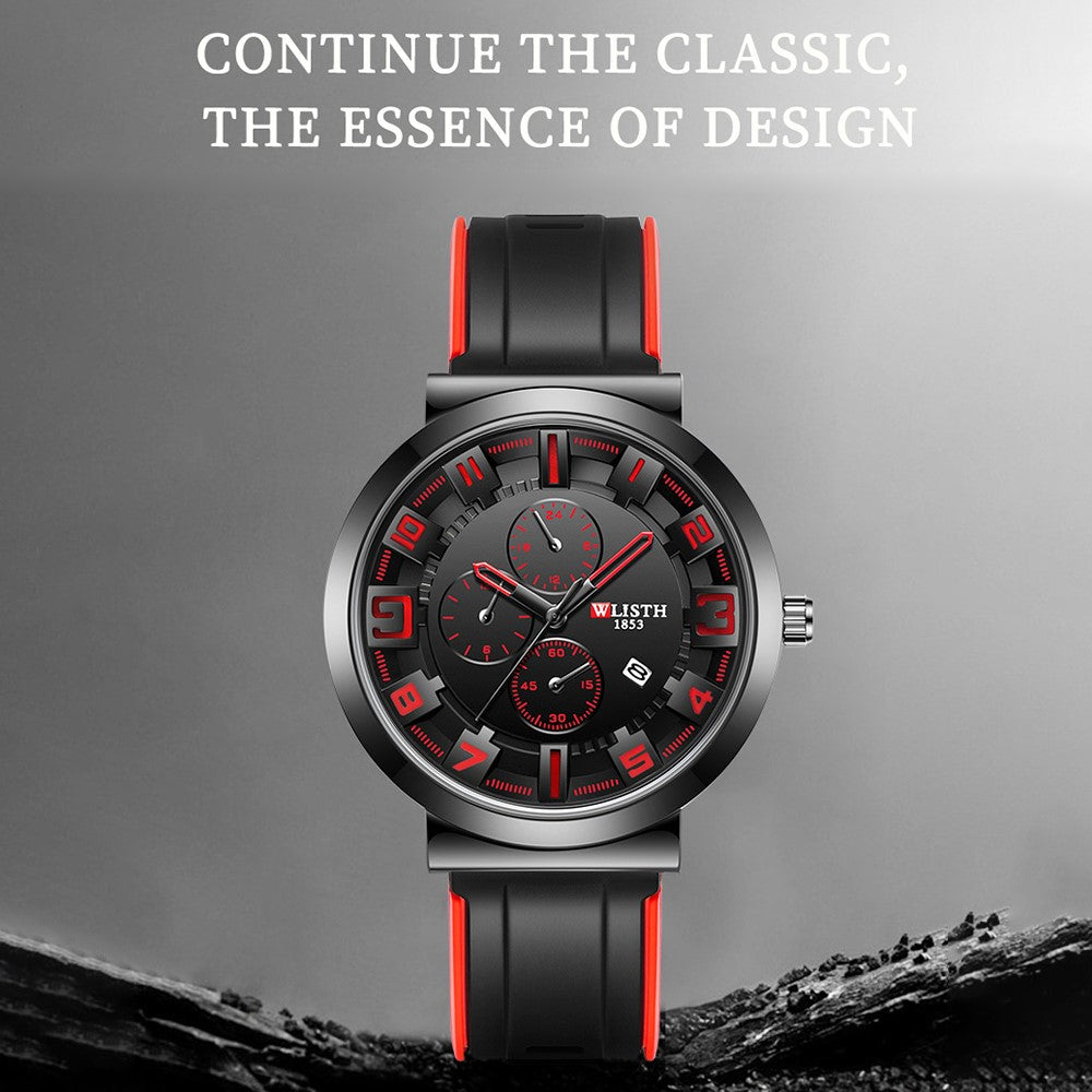 WLISTH 6176 Men Calendar Quartz Watch Small Dial Decor Fashion Wrist Watch
