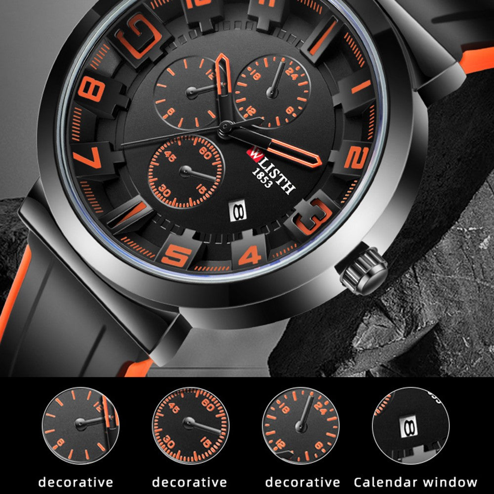 WLISTH 6176 Men Calendar Quartz Watch Small Dial Decor Fashion Wrist Watch