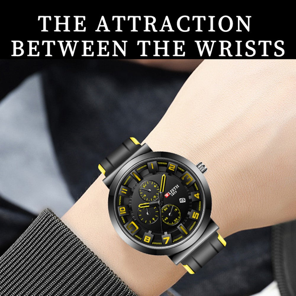 WLISTH 6176 Men Calendar Quartz Watch Small Dial Decor Fashion Wrist Watch