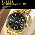 WLISTH 6156 Steel Strap Men Quartz Watch Waterproof Luminous Calendar Wrist Watch