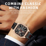 WLISTH 6146 Stylish Men Calendar Quartz Watch Square Luminous Wrist Watch