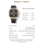 WLISTH 6146 Stylish Men Calendar Quartz Watch Square Luminous Wrist Watch