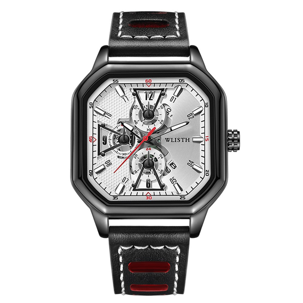 WLISTH 6146 Stylish Men Calendar Quartz Watch Square Luminous Wrist Watch