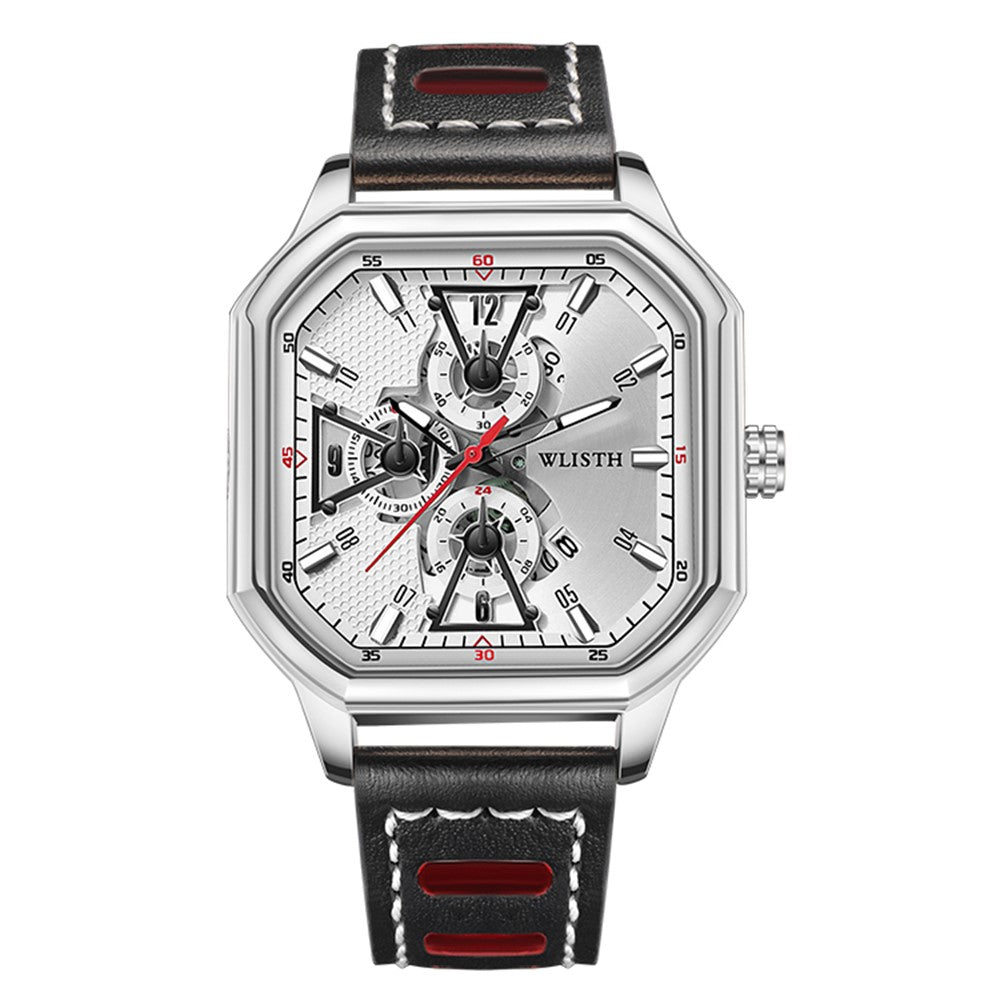 WLISTH 6146 Stylish Men Calendar Quartz Watch Square Luminous Wrist Watch