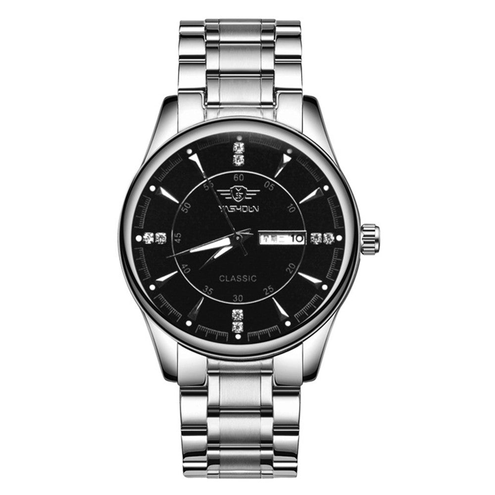 YASHIDUN 5063 Steel Strap Stylish Couple Quartz Watch Luminous Calendar Wrist Watch