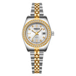 YASHIDUN 5068 Stylish Women Quartz Watch Steel Strap Rhinestone Decor Luminous Watch