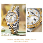 YASHIDUN 5068 Stylish Women Quartz Watch Steel Strap Rhinestone Decor Luminous Watch
